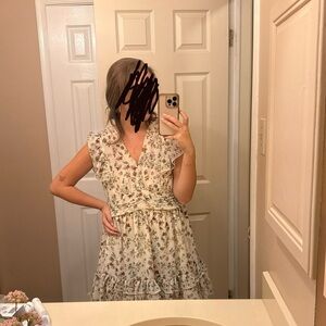 Max Studio Women's V-Neck Flutter Sleeve Short Dress